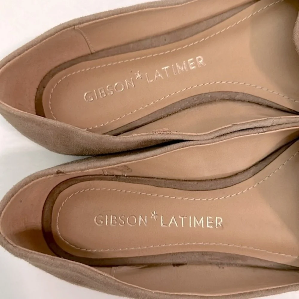 Gibson Latimer Womens Camel Tan Sheep Leather Flats Size 7.5 M Pointed Toe